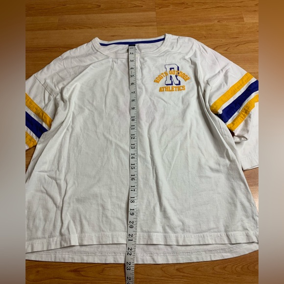 Roots Athletics White Varsity Henley Top - 3/4 Stripe Sleeve XS - Picture 5 of 8